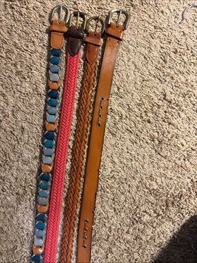 Set of Four Women's Casual Belts - Tan, Brown, Coral, Teal